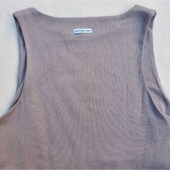 Calvin Klein Ribbed Scuba Bodysuit Dark Beige/Gray - Picture 10 of 11